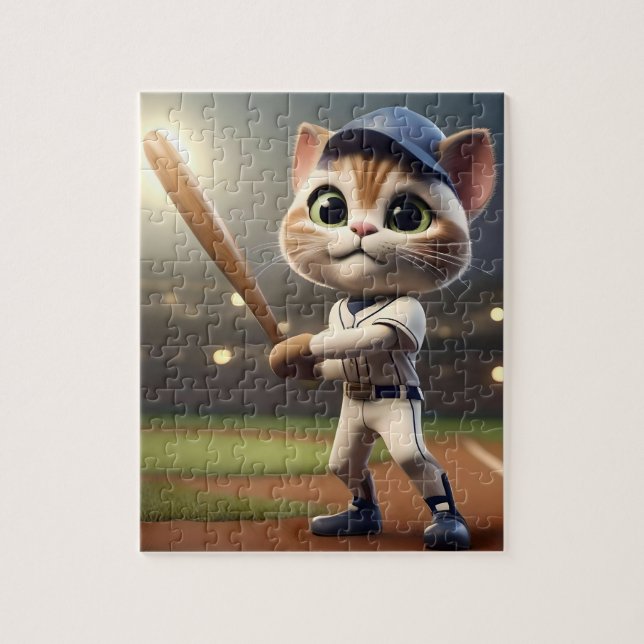 3D Funny Baseball Cat,  Jigsaw Puzzle (Vertical)