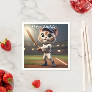 3D Funny Baseball Cat, Napkin