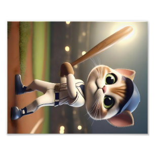 3D Funny Baseball Cat,  Photo Print