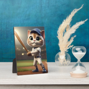 3D Funny Baseball Cat, Plaque