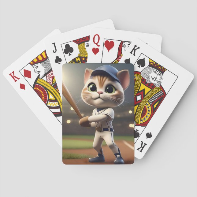 3D Funny Baseball Cat,  Playing Cards (Back)