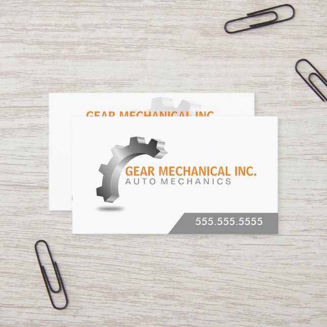3D Gear Mechanical Business Card (Front/Back In Situ)