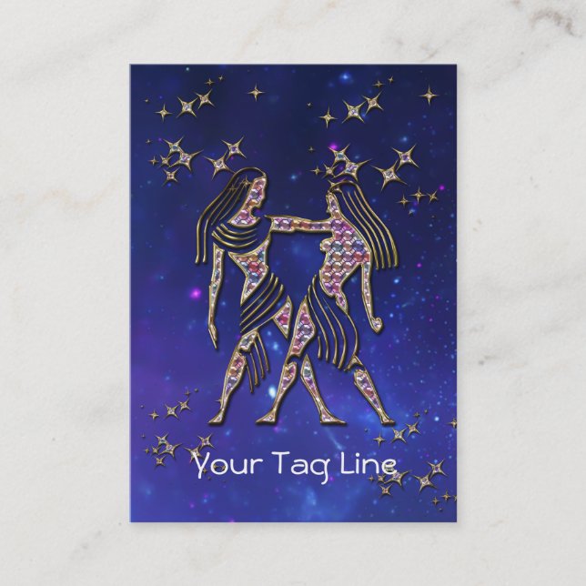3D Gemini - Zodiac Sign - Astrological Sign Business Card (Front)