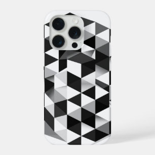 3D Geometric Cube Monochrome Illusion Pattern iPhone 15 Pro Case