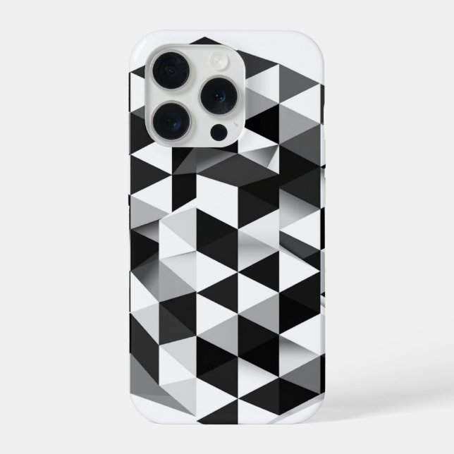  3D Geometric Cube Monochrome Illusion Pattern iPhone Case (Back)