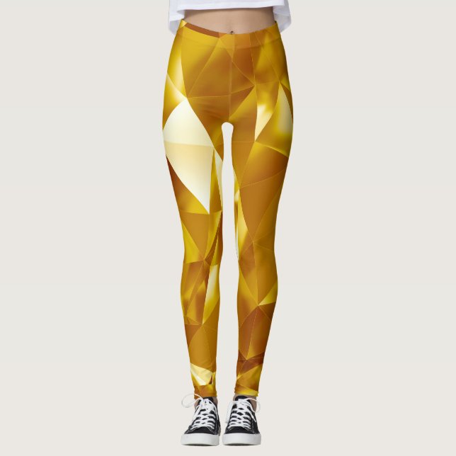 3D Geometric: Metallic Background Design Leggings (Front)