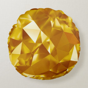 3D Geometric: Metallic Background Design Round Pillow