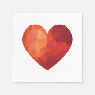 3d geometric modern red heart napkin