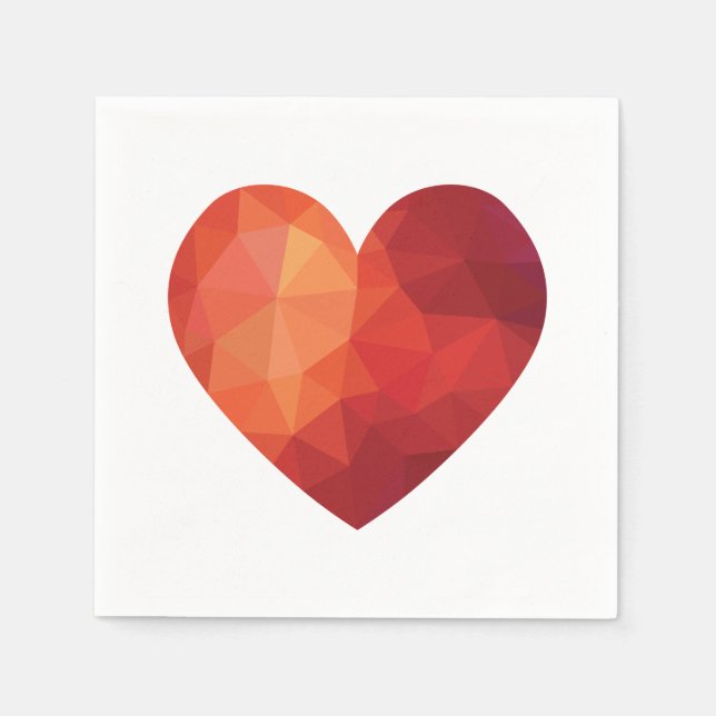 3d geometric modern red heart napkin (Front)