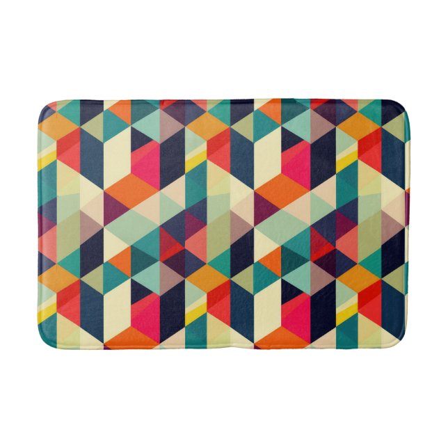3D Geometric Pattern RETRO Mid Century Modern  Bath Mat (Front)