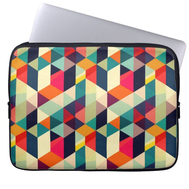 3D Geometric Pattern RETRO Mid Century Vibrant Laptop Sleeve (Front)