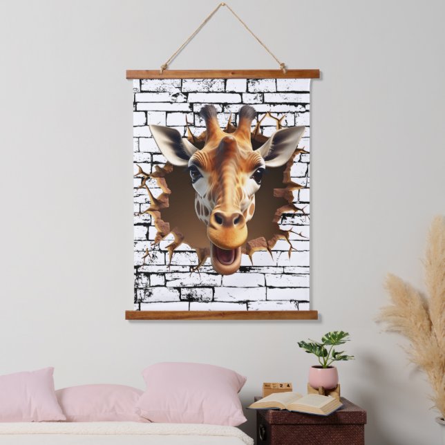 3D Giraffe Wall Break Art – Realistic Safari Hanging Tapestry (Bedroom)