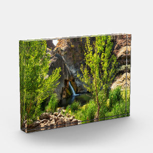 3D Glass Desk Art Waterfall Nature Scene Photo Block