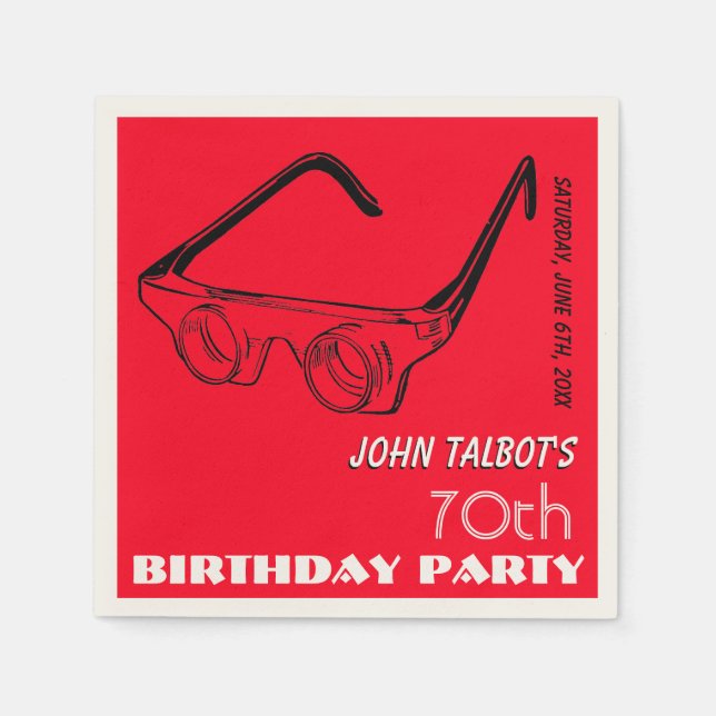 3D Glasses 70th Birthday Party Paper Napkin (Front)