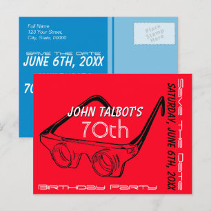 3D Glasses 70th Birthday Save the Date Announcement Postcard