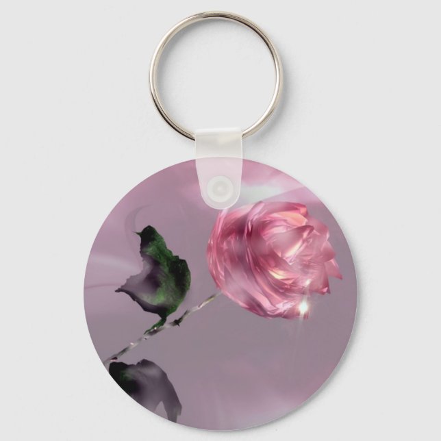 3D Glistening Rose Keychain (Front)
