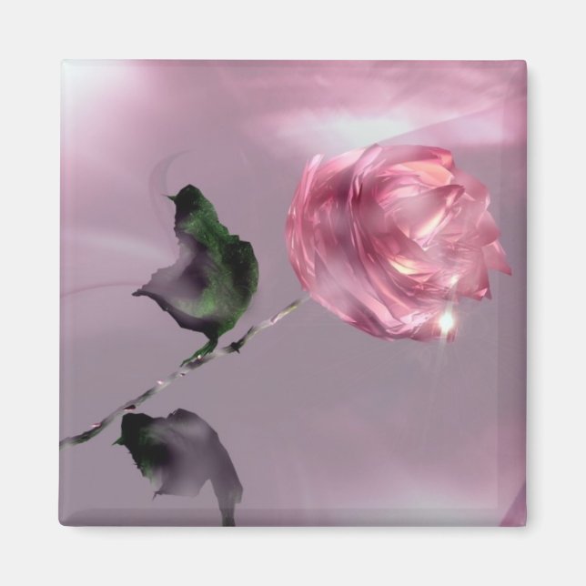 3D Glistening Rose Magnet (Front)