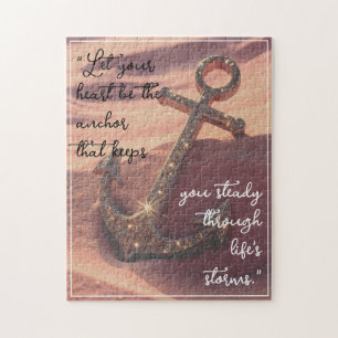 3D Glitter Anchor on Pink Beach Sand Background Jigsaw Puzzle