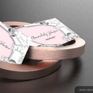 3D Glitter Makeup Artist Event Pink Silver Glitter Business Card