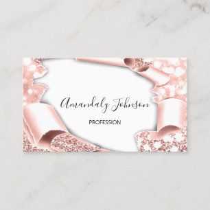 3D Glitter Makeup Artist Event Rose Coral Glitter Business Card