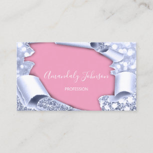 3D Glitter Makeup Artist Rose Pink Blue Business Card