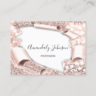 3D Glitter Makeup Event Hairdresser Rose Gold Business Card