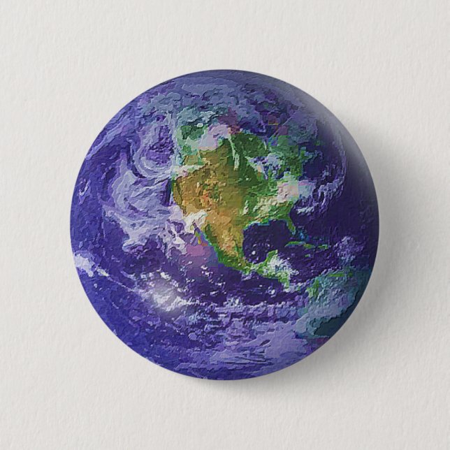 3D Globe Earth Day 2 Inch Round Button (Front)