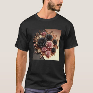 3d Gold Black Pink Roses #11 Sticker  T-Shirt