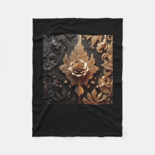 3d Gold Black Roses #10 Sticker  Fleece Blanket