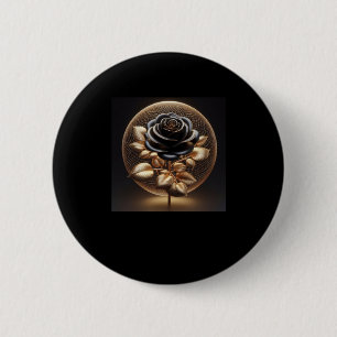 3d Gold Black Roses #16 Sticker 2 Inch Round Button