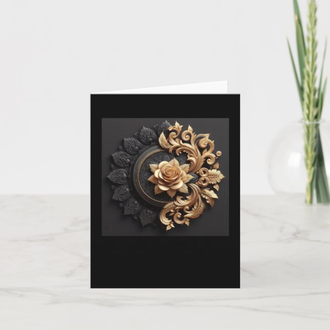 3d Gold Black Roses #6 Sticker  Card (Front)