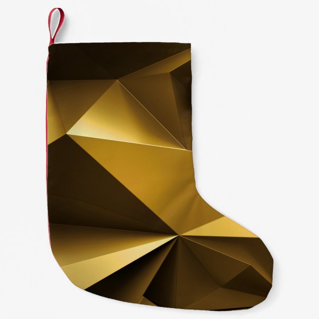3D Gold Crystal Abstract Panorama Small Christmas Stocking (Front)