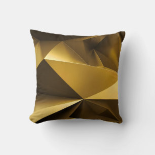 3D Gold Crystal Abstract Panorama Throw Pillow