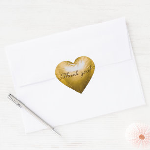 3D Gold Heart Wrap Thank You Heart Sticker