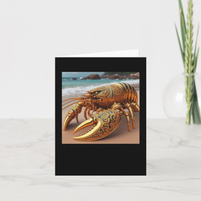 3d Gold Lobster Sticker  Card (Front)