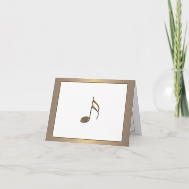 3D Gold Music Note Card personalization on back (Front)