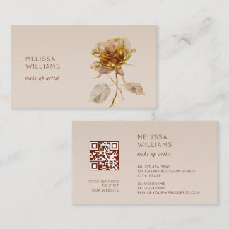 3D Gold Rose Business Card
