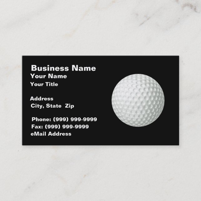 3D Golf Ball (on Black BG) Business Card (Front)