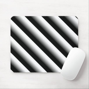 3D Gradient Black, Grey and White Stripe Mouse Pad