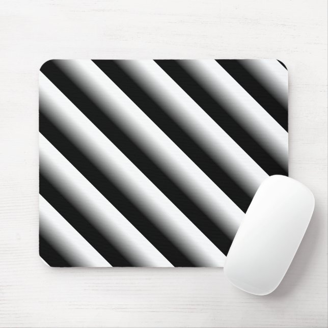 3D Gradient Black, Grey and White Stripe Mouse Pad (With Mouse)