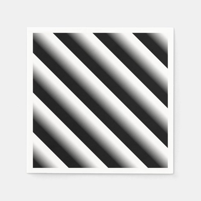 3D Gradient Black, Grey and White Stripe Napkin (Front)