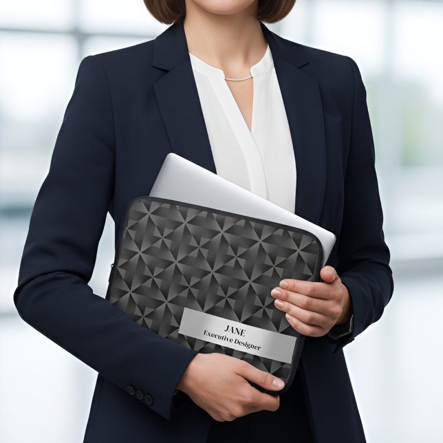 3D Gradient Urban Black Diamond Geometric Pattern  Laptop Sleeve (Creator Uploaded)