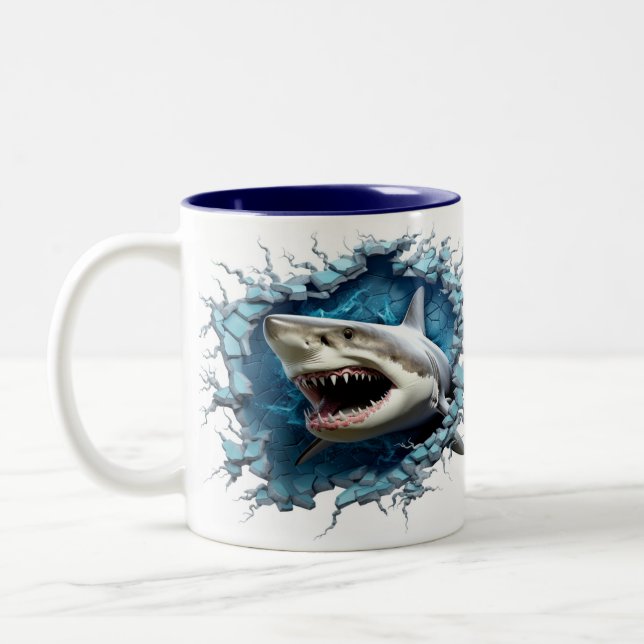 3D Great White Shark Hot Cocoa Coffee Mug (Left)
