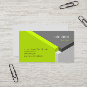 3D Green Grey Geometry Architect business card