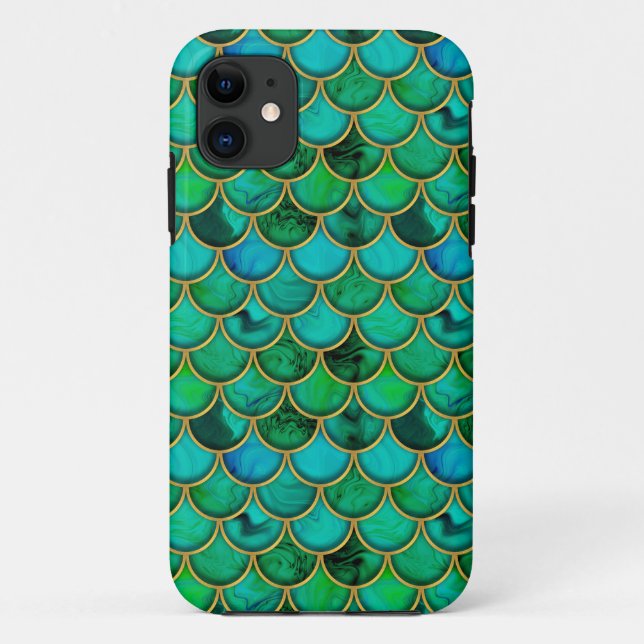 3d green scales with gold Case-Mate iPhone case (Back)