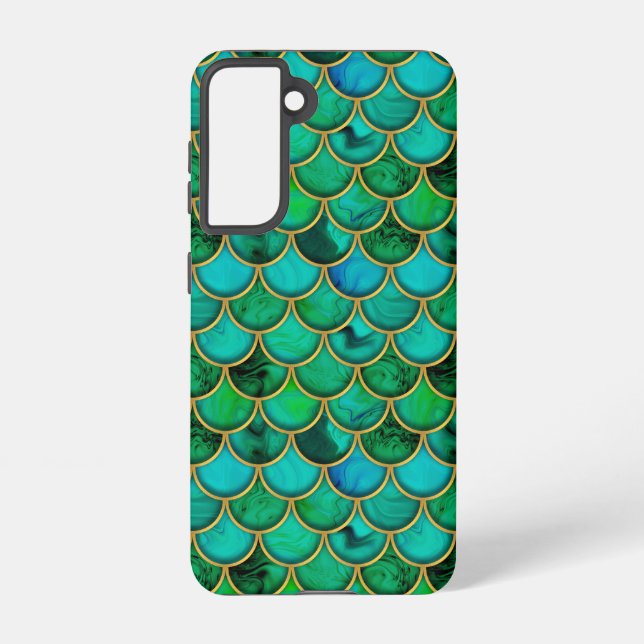 3d green scales with gold samsung galaxy s21 case (Back)