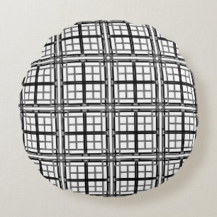 3D grey geometric abstract pattern background.3d b Round Pillow