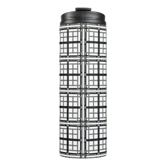 3D grey geometric abstract pattern background.3d b Thermal Tumbler (Front)