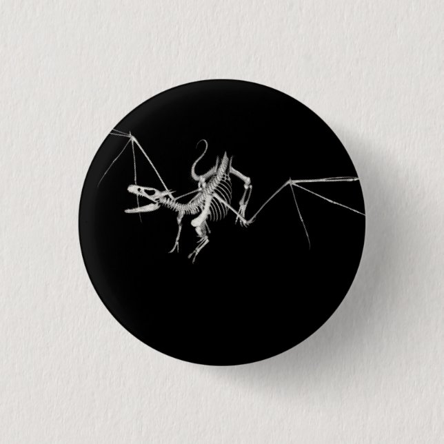 3D Halftone Flying Dragon Skeleton 2 1 Inch Round Button (Front)