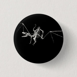 3D Halftone Flying Dragon Skeleton 2 1 Inch Round Button